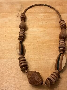 Real Wood Beaded Jewelry Necklace